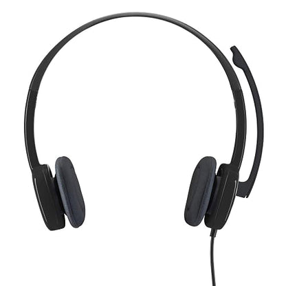 Logitech H151 Diadema con Cable, Sonido Estéreo con Micrófono Giratorio, Jack 3,5mm, Controles Integrados, PC/Mac/Portátil/Tablet/Smartphone - Negro
