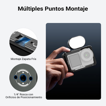 NEEWER - Jaula de cámara para Osmo Action 6, estabilizador Ligero de Metal con Zapato fría y Rosca de 1/4 Pulgadas, Compatible con dji Mic Adaptador magnético de liberación rápida, Accesorios de