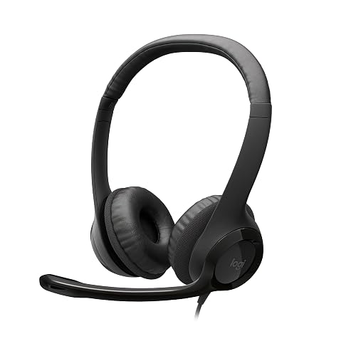 Logitech H390 Diadema con Cable, Sonido Estéreo y Micrófono USB con Supresión de Ruido, Controles Integrados en el Cable, PC/Mac/Laptop/Chromebook - Negro