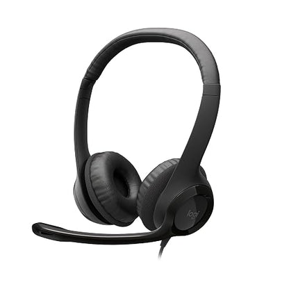 Logitech H390 Diadema con Cable, Sonido Estéreo y Micrófono USB con Supresión de Ruido, Controles Integrados en el Cable, PC/Mac/Laptop/Chromebook - Negro