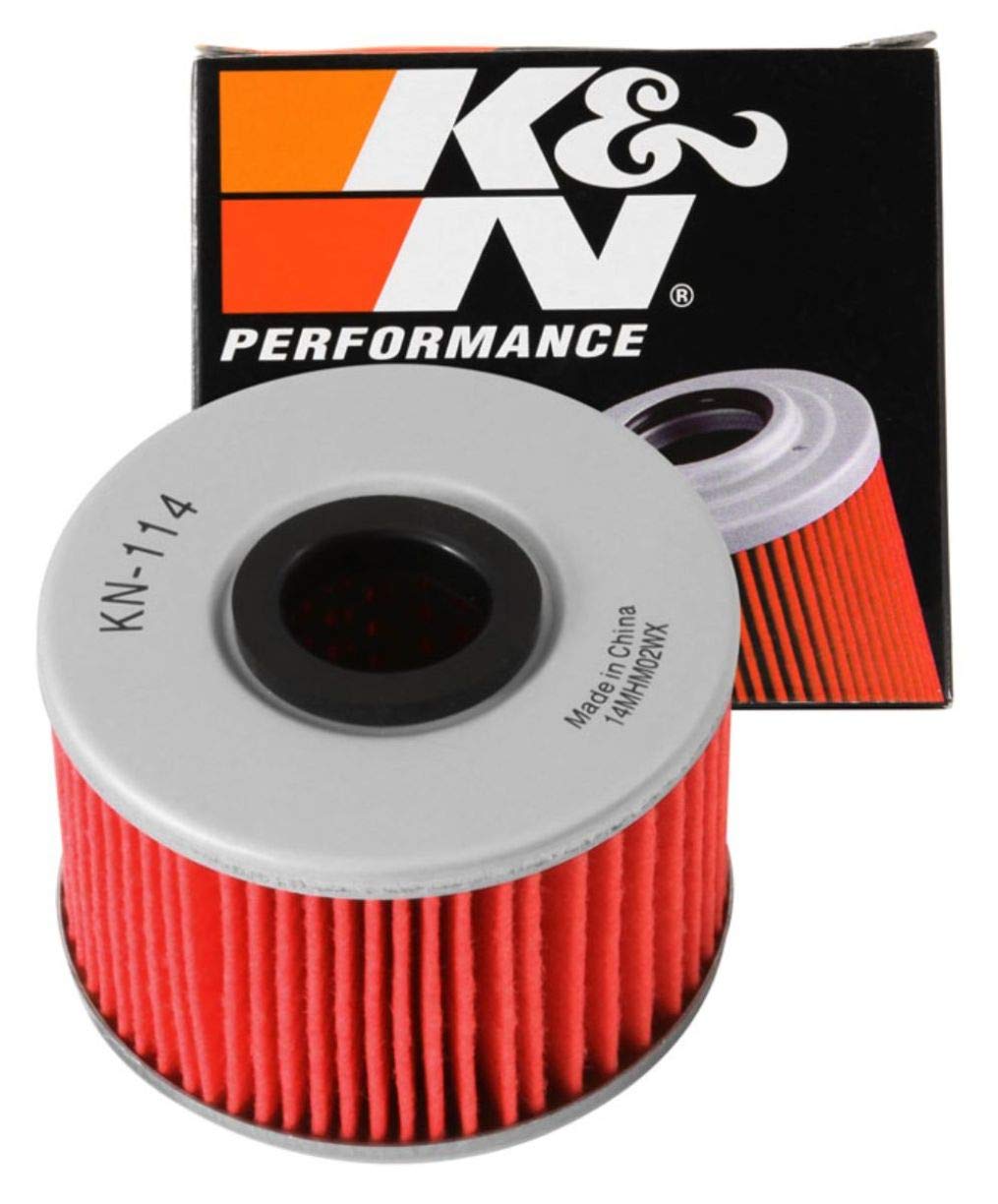K&N Filtro de Aceite para Motocicleta Honda Seleccionados KN-114, Negro | Diseñado para ser utilizado con aceites sintéticos o convencionales: se adapta a vehículos Honda seleccionados