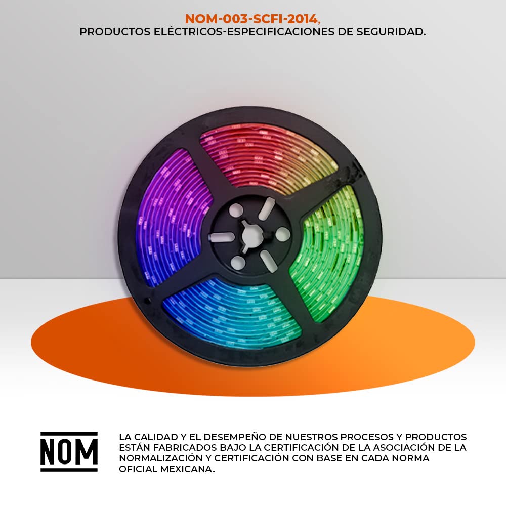 Tecnolite Tira LED RGB Bluetooth 2 Metros 4W - Luz de Colores + Blanca, Configuración mediante App móvil, Interiores, 1 Pieza