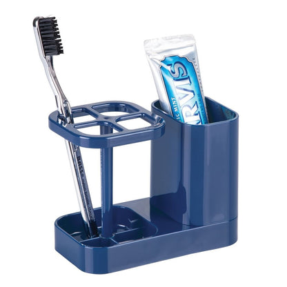 InterDesign 43434 Med Bathroom Toothbrush and Toothpaste Stand/Holder and Medicine Cabinet Organizer, Navy