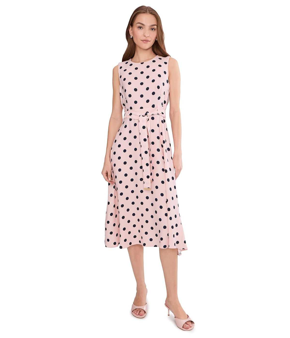 Calvin Klein Vestido Midi sin Mangas con cinturón. Vestido para Mujer
