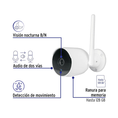 Volteck CTV-21W, Cámara WiFi Tipo Bala 2 MP detección de Movimiento