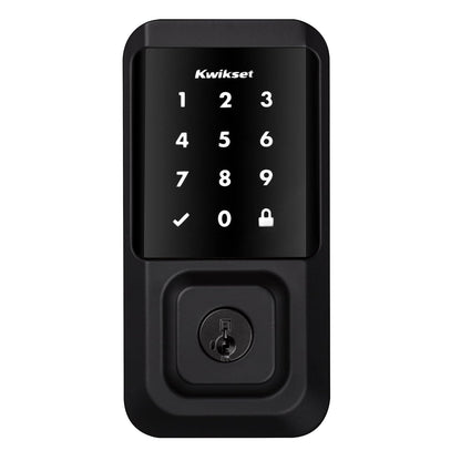 Kwikset Halo - Cerradura inteligente Wi-Fi, puerta de entrada sin llave, cierre de visualización táctil, acabado negro mate, certificado AAA, certificado UL, fácil de instalar, sin concentrador