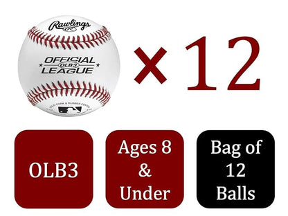 Rawlings OLB3 - Pelotas de béisbol de Grado recreativo, 3 o Bolsa de 12