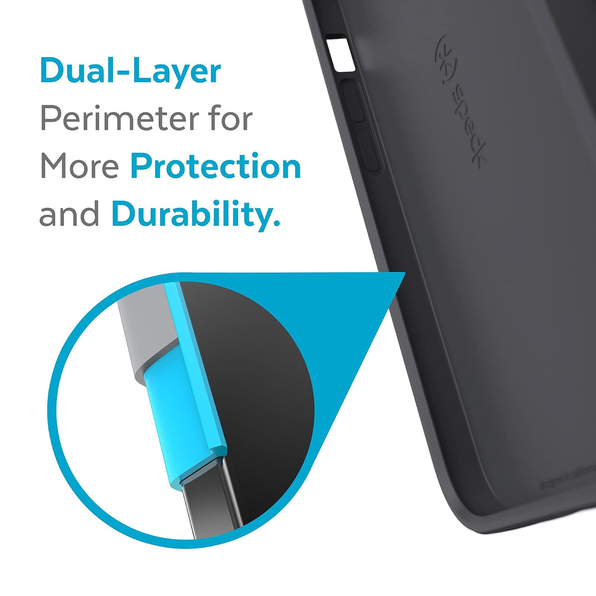 Speck - Funda para iPhone 13 Pro, protección contra caídas y arañazos con protección de Doble Capa y diseño Delgado para iPhone 13 Pro, CandyShell Pro, Negro/Gris pizarrón