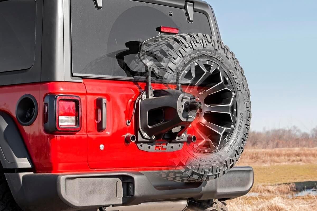 Rough Country 10529 Soporte Reubicación Neumáticos Repuesto Acero Negro para Jeep Wrangler JL 18-22