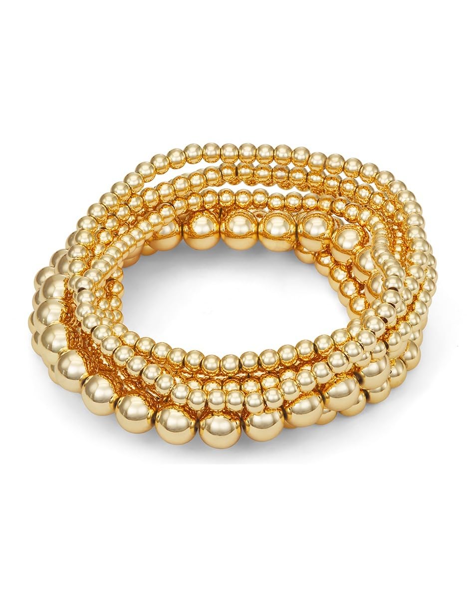 Napier Pulsera para Mujer | Dorado, Forma esfera set, Strech con esferas, Cierre pull on, Basic Gold