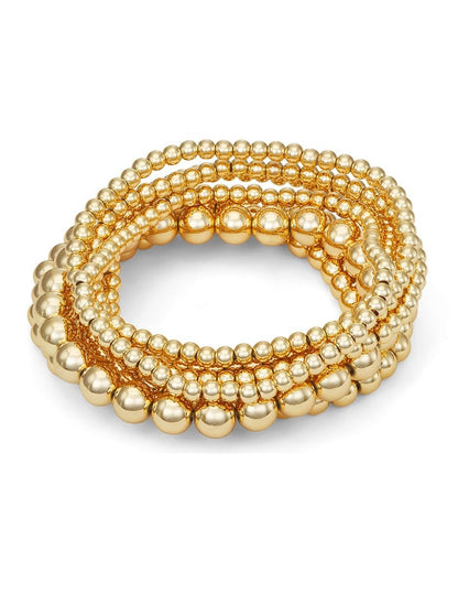 Napier Pulsera para Mujer | Dorado, Forma esfera set, Strech con esferas, Cierre pull on, Basic Gold