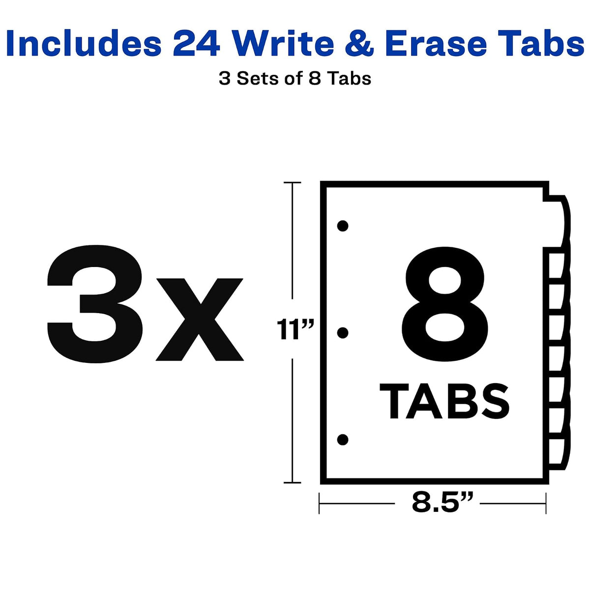 Avery Big Tab Write & Borase Divisores de plástico duraderos para carpetas de 3 anillos, juegos de 8 pestañas, colores pastel, 3 juegos de divisores de carpeta, ideal para organizar informes,