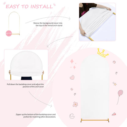 SoarDream - Funda de Arco de Boda de 7.2 pies, de Elastano Blanco, para Arco, para Boda, Cubierta de Arco de Chiara, Tela elástica para Novia, Baby Shower, cumpleaños, Fiesta de cumpleaños