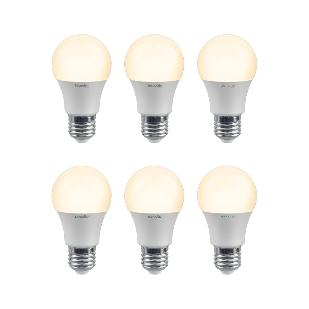 Tecnolite Paquete de 6 Focos LED 5 W A19 -Luz de Día, Base E27, No atenuables