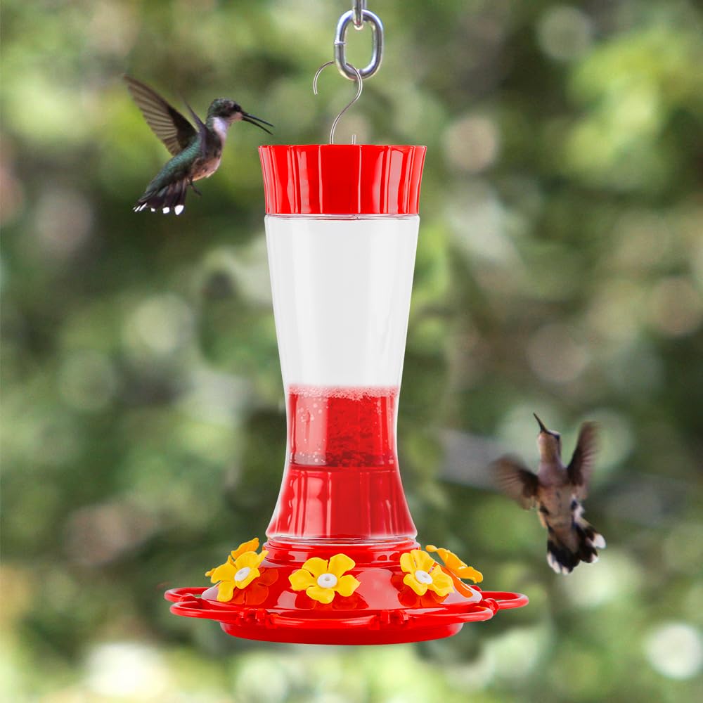 Redkite Bebedero para Colibrí 7 Estaciones 590 ml con Gancho y Alambre Forjado Fácil de Llenar y Limpiar