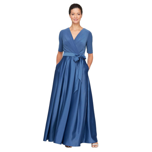 Alex Evenings Vestido de Baile de satén con Bolsillos (tamaño pequeño y Regular) Vestido para ocasión Especial para Mujer