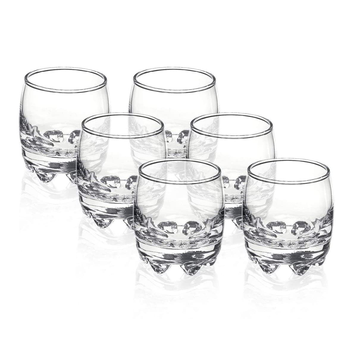 Trilogy | Pack de 6 Vasos Old Fashioned de Vidrio Italiano, Para Agua y Cocteles, Colección Galattico, Base Antideslizante, Transparente, de 300 mililitros