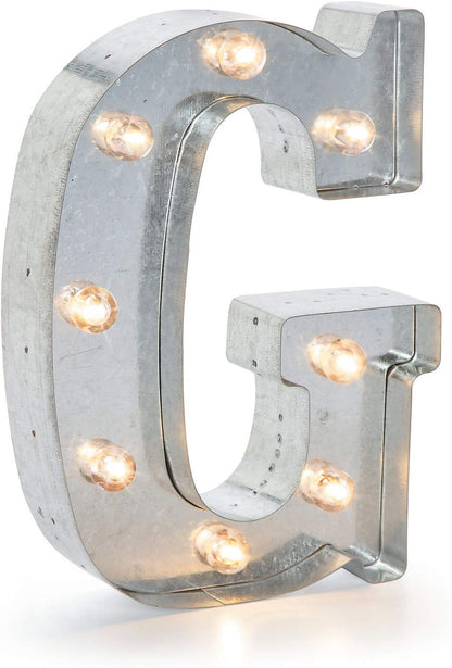 Darice Letra Luminosa Decorativa de Metal Plateado - Plateado - G