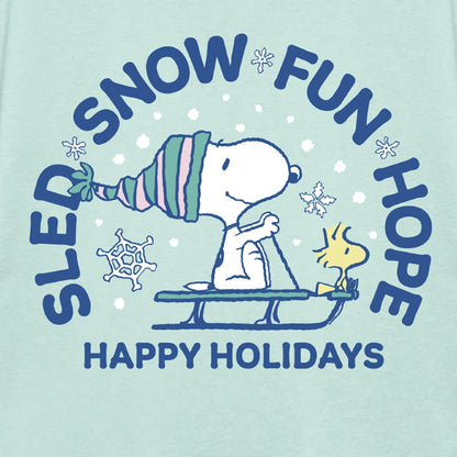 Peanuts Snoopy Happy Holidays Playera Navideña para Niñas Fit Regular