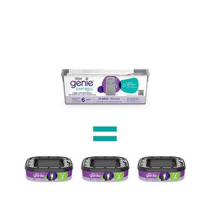 Recambio Litter Genie Easy Roll |Incluye 24 bolsas perforadas en un rollo y puede durar hasta 6 meses para un gato