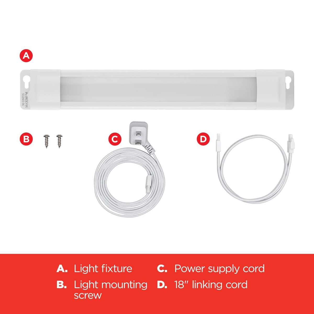 UltraPro 24 pulg. Luminaria LED enlazable, Brillo seleccionable, Tira de luz LED delgada, Iluminación debajo del gabinete, Luz de cocina, Interruptor HI / OFF / LOW, 44107, Blanco