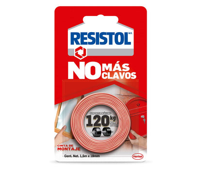 Resistol No Más Clavos Cinta de Montaje, cinta adhesiva doble cara, adhesivo fuerte, pegamento para espejos,1x120kg + 3M Scotch-Brite 3M Fibra Esponja, Tamaño Grande