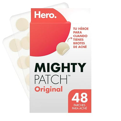 Hero Parches para Acné Mighty Patch Original, Caja con 48 Piezas para Uso de Noche. Absorben las Impurezas en 6 a 8 Horas. Fáciles de Usar y No Contienen Medicamento. Probados Dermatológicamente