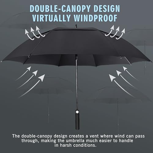 ZOMAKE Paraguas de Golf 54/62/68 Pulgadas, Paraguas Grande Resistente al Viento, Lluvia Gran Tamaño con Doble Toldo para Hombre, Ventilado