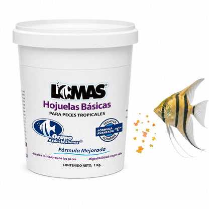 Lomas Alimento en Hojuelas para Peces Tropicales 1 kg, Fórmula con Vitamina C, Realza Colores y Apoya el Sistema Inmune