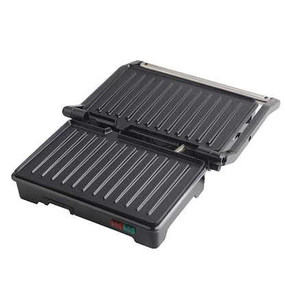 Hukën x MasterChef | Parrilla Eléctrica Multifuncional | Panini GRILL+ 2 Rebanadas | Apertura 180° | Antiadherente de Alto Nivel | Calentamiento Rápido | Temperatura Automática | Acero Inoxidable
