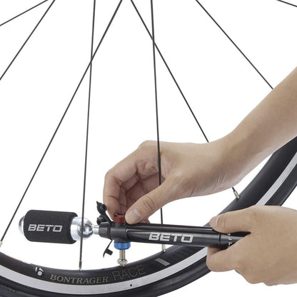 Beto Bomba CO2 CO2-008A | Aluminio | Válvula Presta/Schrader | 11 Bar / 160 PSI | Incluye 2 Cartuchos CO2 de 16g | Compacta y Portátil