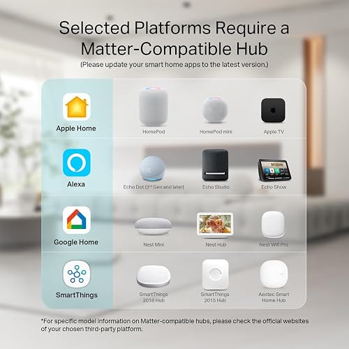 Kasa Smart Plug, compatible con materia, monitoreo de energía, diseño compacto, 15 A/1800 W Max, configuración súper fácil, funciona con Apple Home, Alexa y Google Home, certificado UL, 2.4 G Wi-Fi