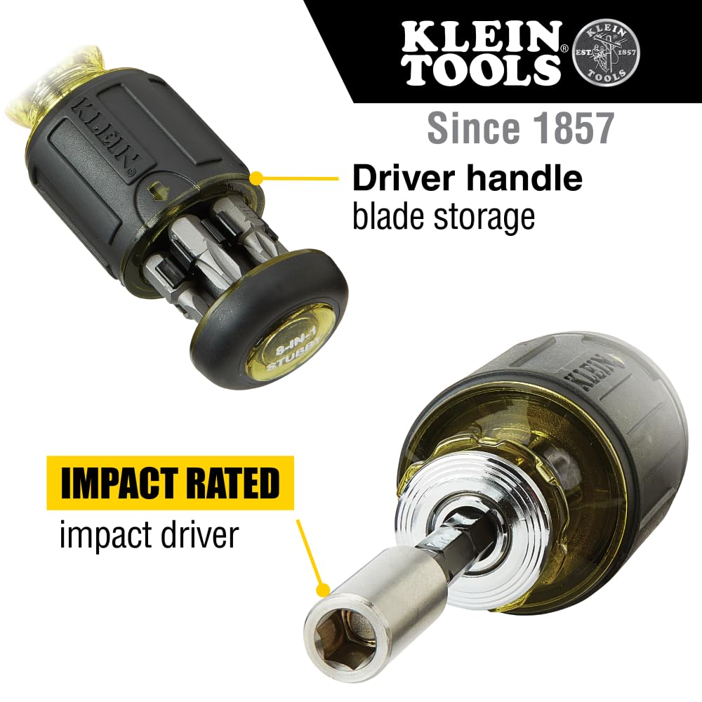 Klein Tools 85515 Juego de Destornilladores de Impacto Multi-Bit de 3 Piezas con Stubby 8-en-1, Mini Trinquete y Destornillador para Electrónicos 4-en-1