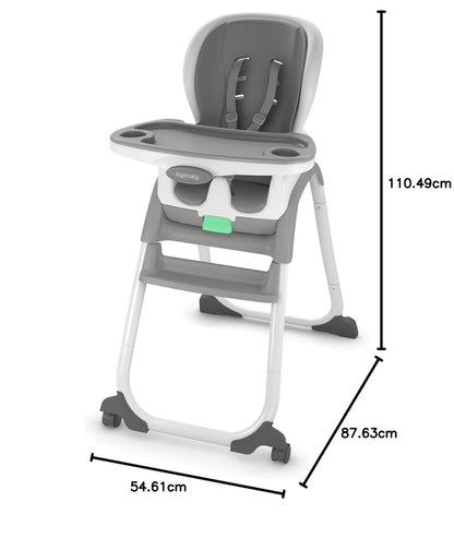 Ingenuity - Silla Alta 6 en 1 para bebé, apartir de 6 meses, multifuncional, con cinturón de seguridad de 5 puntos, 2 bandejas aptas para lavavajillas, adaptable al crecimiento, color gris