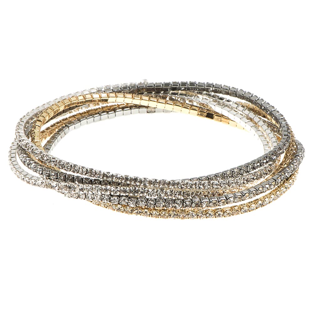 Nine West - Pulseras elásticas de múltiples filas para mujer, Nine West - Pulseras elásticas de múltiples filas para mujer, accesorios de joyería de moda en capas para uso diario, apilables