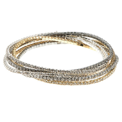 Nine West - Pulseras elásticas de múltiples filas para mujer, Nine West - Pulseras elásticas de múltiples filas para mujer, accesorios de joyería de moda en capas para uso diario, apilables