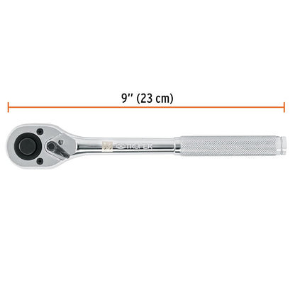 Truper M-1249, Matraca liberación rápida, cabeza de pera, cuadro 1/2"