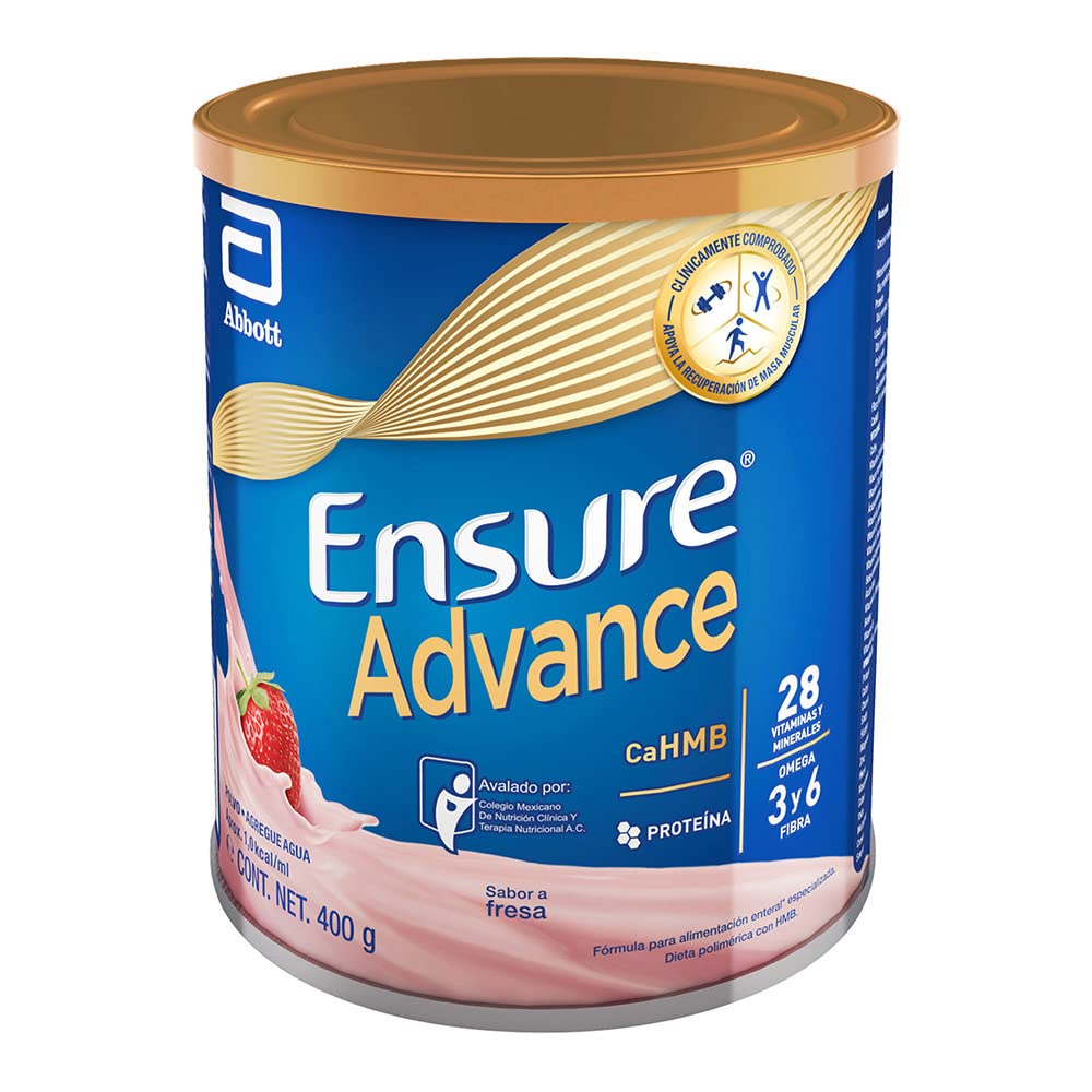 Ensure Advance Polvo Sabor Chocolate 400 g + Advance Polvo Sabor Fresa 400 g + Advance Vainilla en Polvo 400g, Alimentación Especializada
