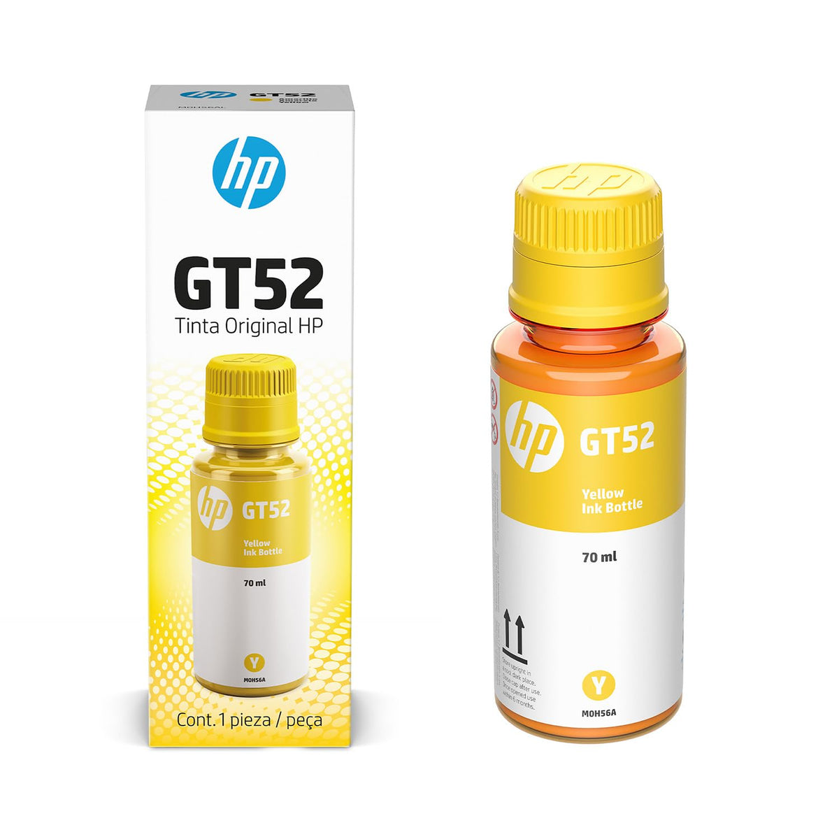 HP Botella de Tinta GT52 Amarillo Original, para Smart Tank 514,517,616,500,515,519,530,533,615,618, Deskjet 5810,5820, Ink Tank 115, 318,319,410,415,416,418,419,455,457,450,315 (M0H56AL)