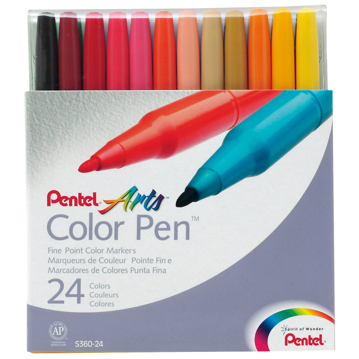 Pentel S360-24A Color Pen Set, Set of 24 Assorted Colors