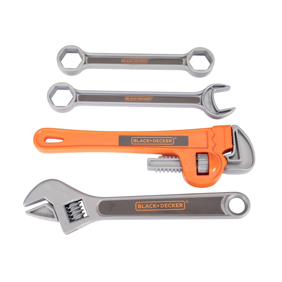 BLACK+DECKER - Juego de bolsas de herramientas para niños, 13 piezas, herramientas de juego de simulación, martillo, destornillador Phillips, alicates, llave ajustable y mucho más Para niños y niñas a