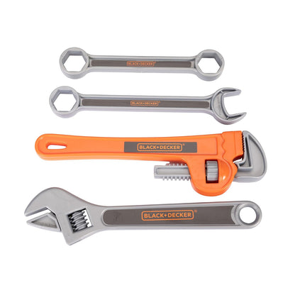 BLACK+DECKER - Juego de bolsas de herramientas para niños, 13 piezas, herramientas de juego de simulación, martillo, destornillador Phillips, alicates, llave ajustable y mucho más Para niños y niñas a