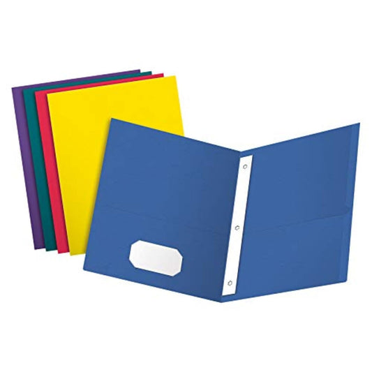 Oxford 57702 Portafolios con doble bolsillo, Assorted Colors (Royal Blue, Red, Yellow, Teal, Purple)