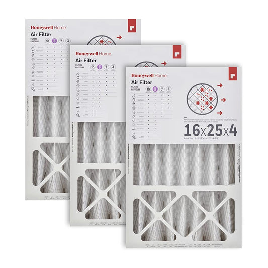 Honeywell Home 16x25x4 MERV 8, filtro de aire para horno de CA, paquete de 3 (CF408F1625-3PKAM) (dimensiones reales: 15.6 x 24.7 x 4.3 pulgadas)