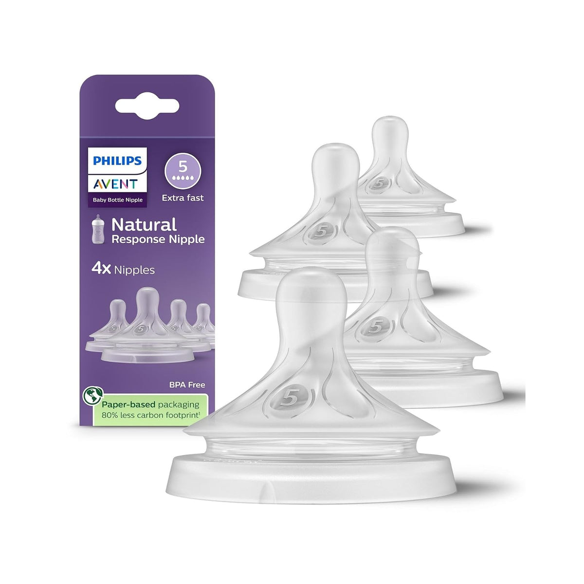 Philips Avent Tetina Natural Response, Antigoteo y Anticólicos, 4 pzas - Flujo 5