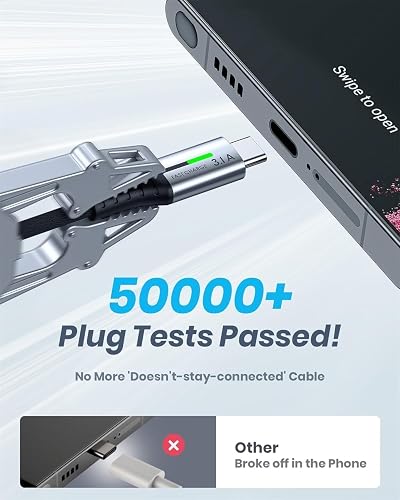 INIU Cable USB A a USB C, [0.5m+1m*2+2m*2] QC 3,1A Carga Rapida Cargador | Trenzado de Nailon, Carga de Alta Velocidad, Indicador LED, Transferencia de Datos, pare iPhone 17, Samsung S26, Xiaomi ecc