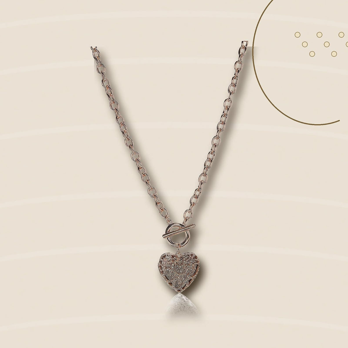 Guess Collar con Colgante de Corazón de Filigrana | Metal rosa, 16 pulgadas