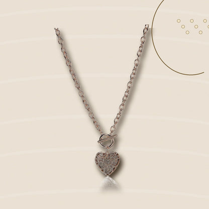 Guess Collar con Colgante de Corazón de Filigrana | Metal rosa, 16 pulgadas