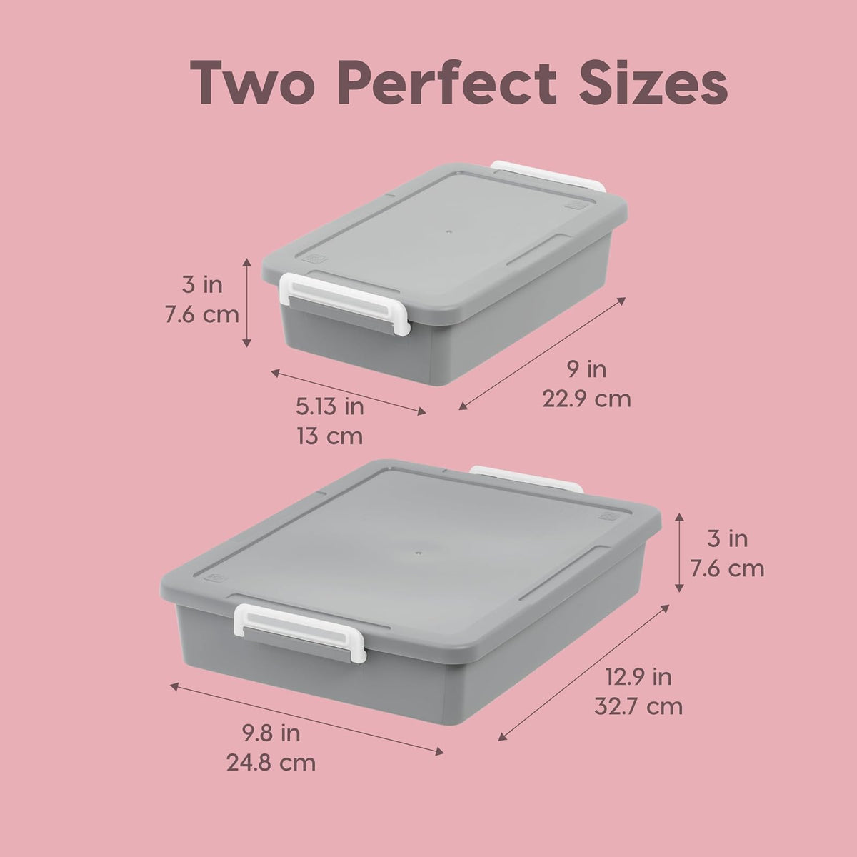IRIS USA Contenedores de Plástico para Manualidades de 6 L con Tapa, Paquete de 2, Organizador Pequeño de Suministros de Arte y Oficina, Bins y Cajas Sensoriales para Hogar y Universidad, Gris
