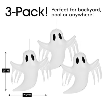 FUNBOY - Decoración Colgante de Fantasma de Halloween (Paquete de 3) – Incluye ventosas y Perchas, Decoraciones espeluznantes para Interiores y Exteriores
